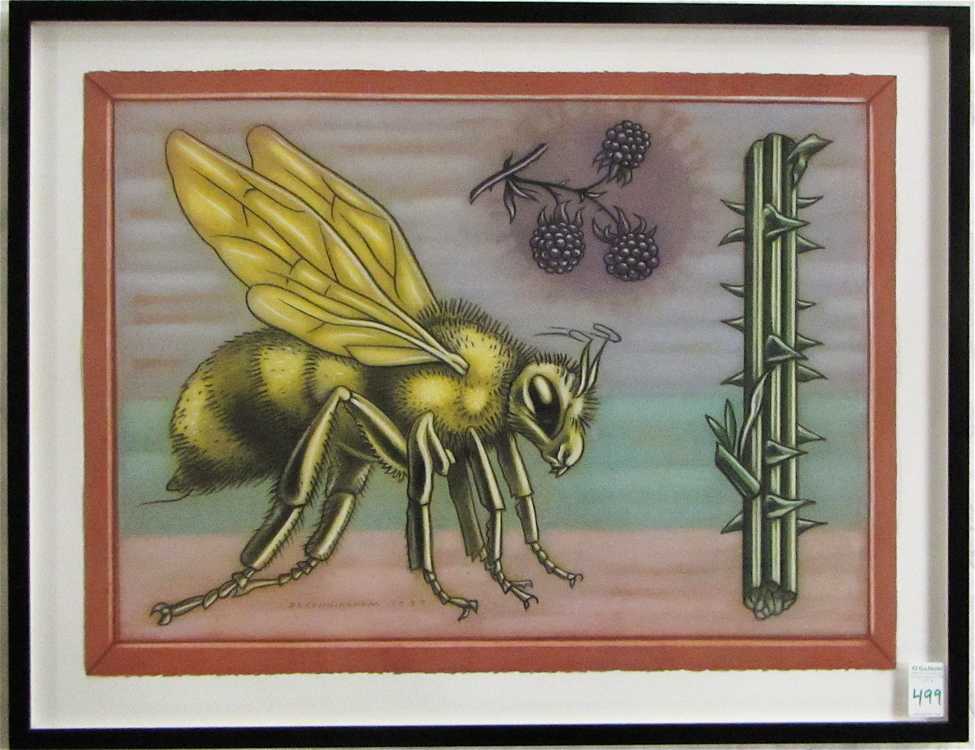 Appraisal: DENNIS CUNNINGHAM PASTEL ON PAPER Oregon st century Bee Signed