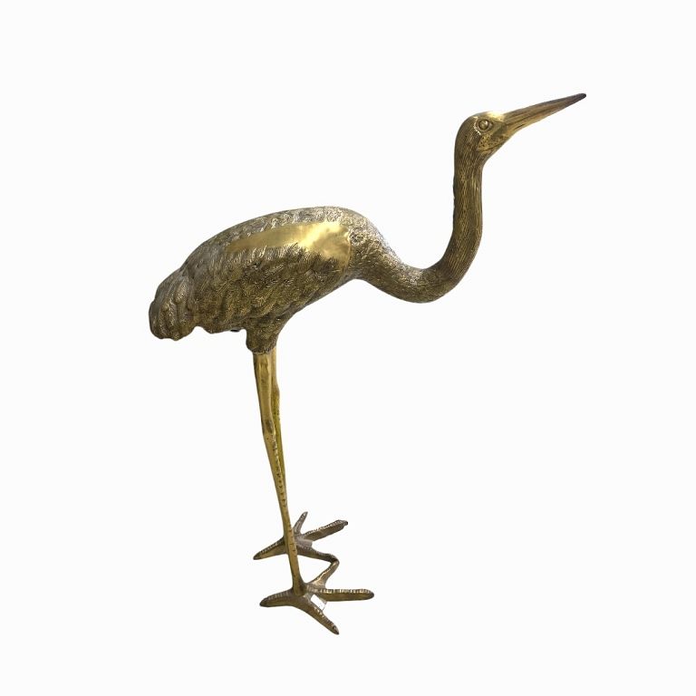 Appraisal: Life Size Heron Cast Bronze Garden Statue Life Size Heron