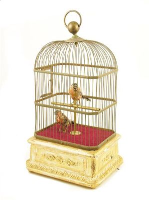 Appraisal: A late th century singing bird automaton the brass cage