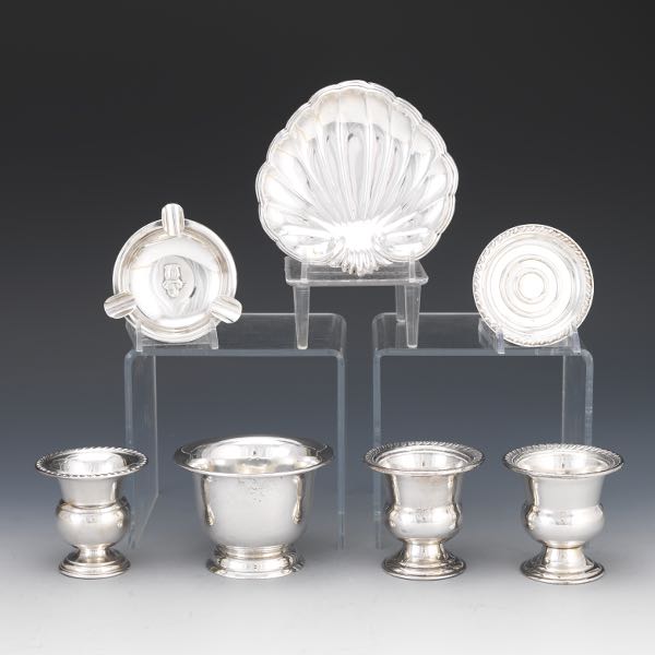 Appraisal: SEVEN STERLING SILVER TABLE ITEMS One William Manchester small footed