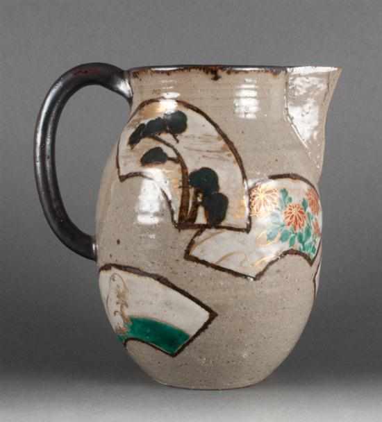 Appraisal: Japanese export enameled and gilt stoneware pitcher late th Century