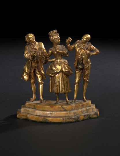 Appraisal: French Gilt-Bronze Trio of Commedia del'Arte Figures fourth quarter th