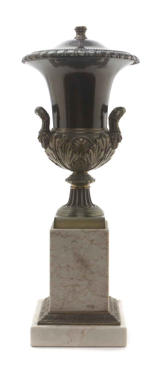 Appraisal: Sale Lot A Neoclassical Brass and Marble Table Lamp in