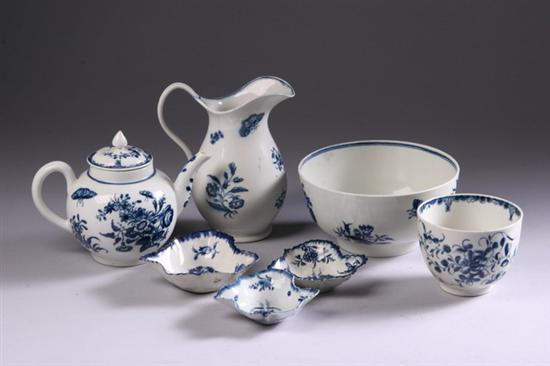 Appraisal: SEVEN PIECES DR WALL PERIOD WORCESTER PORCELAIN Circa open and