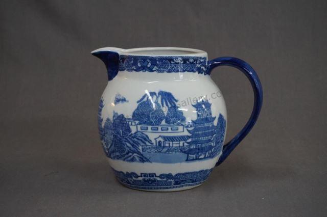 Appraisal: Staffordshire Ironstone Ware Blue Willow Pitcher Marked on Bottom -