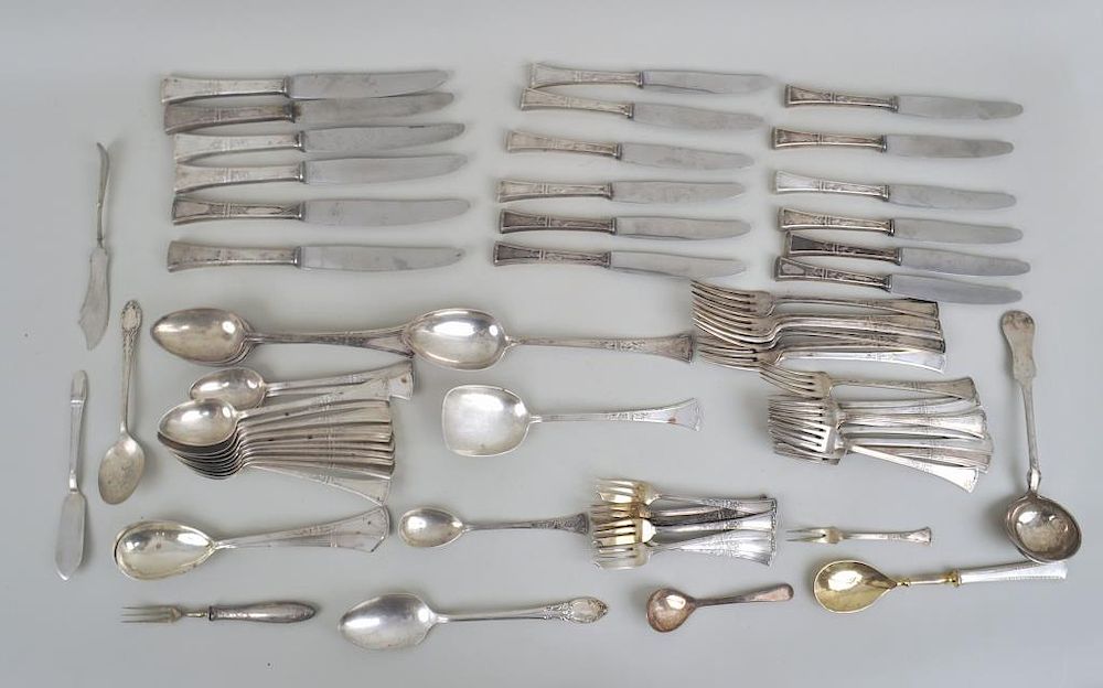 Appraisal: Partial Continental Silver Flatware Service stamped SN comprising six dinner