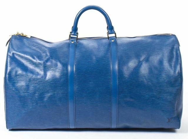 Appraisal: Louis Vuitton Keepall duffle bag in blue Epi Leather with