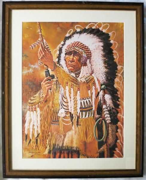 Appraisal: MICHAEL GENTRY OFF-SET LITHOGRAPH Washington - Native American chief with