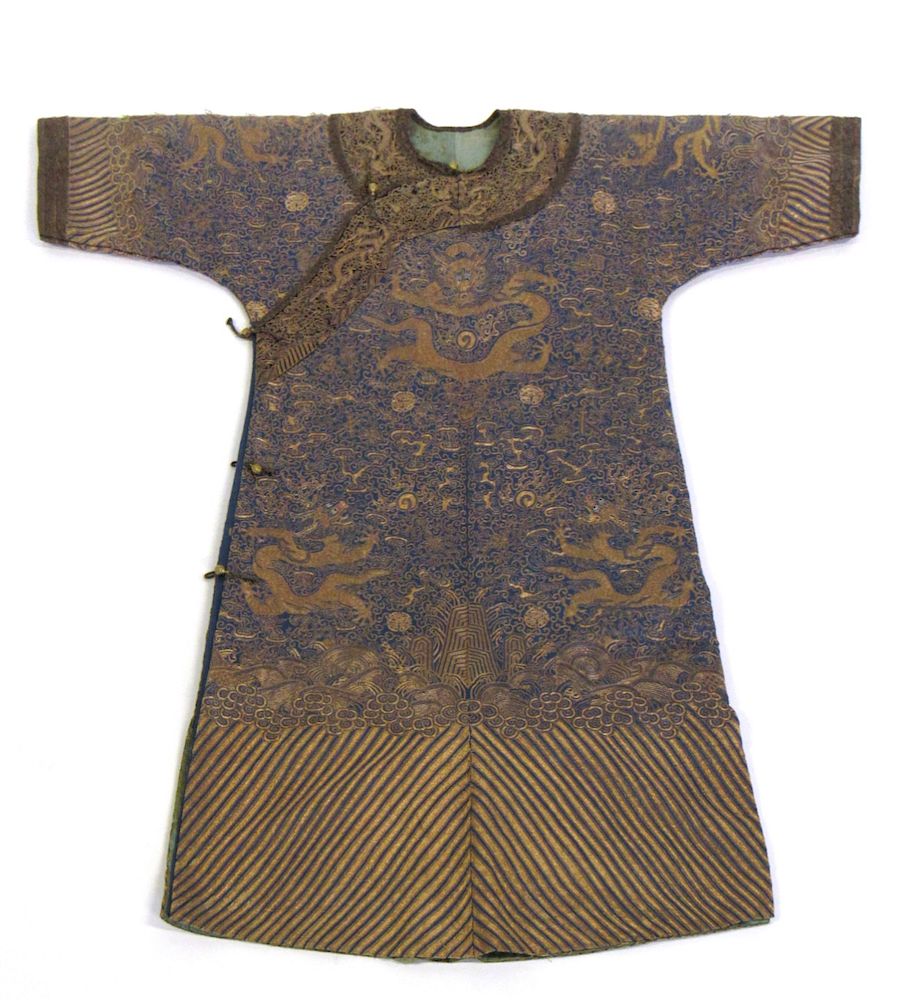 Appraisal: Blue Ground Nine Dragons Formal Robe c Nine dragons and