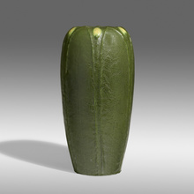 Appraisal: Eva Russell for Grueby Faience Company VASE WITH LEAVES AND