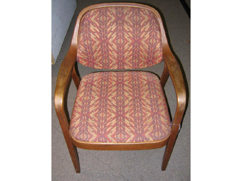 Appraisal: PAIR KNOLL ARMCHAIRS with Frank Lloyd Wright design upholstery bears