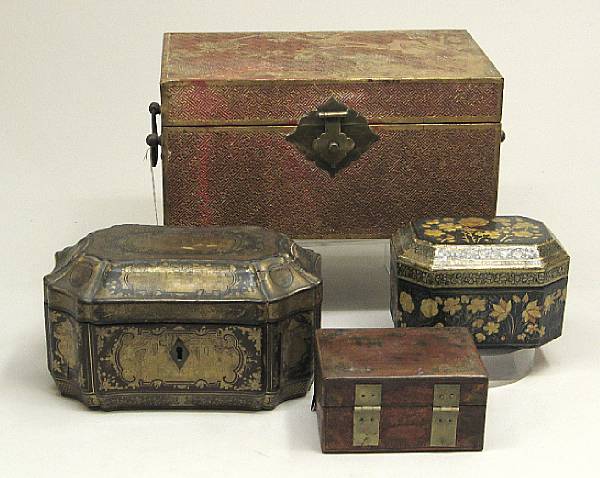 Appraisal: Four Chinese or Persian Export lacquer boxes The first Chinese