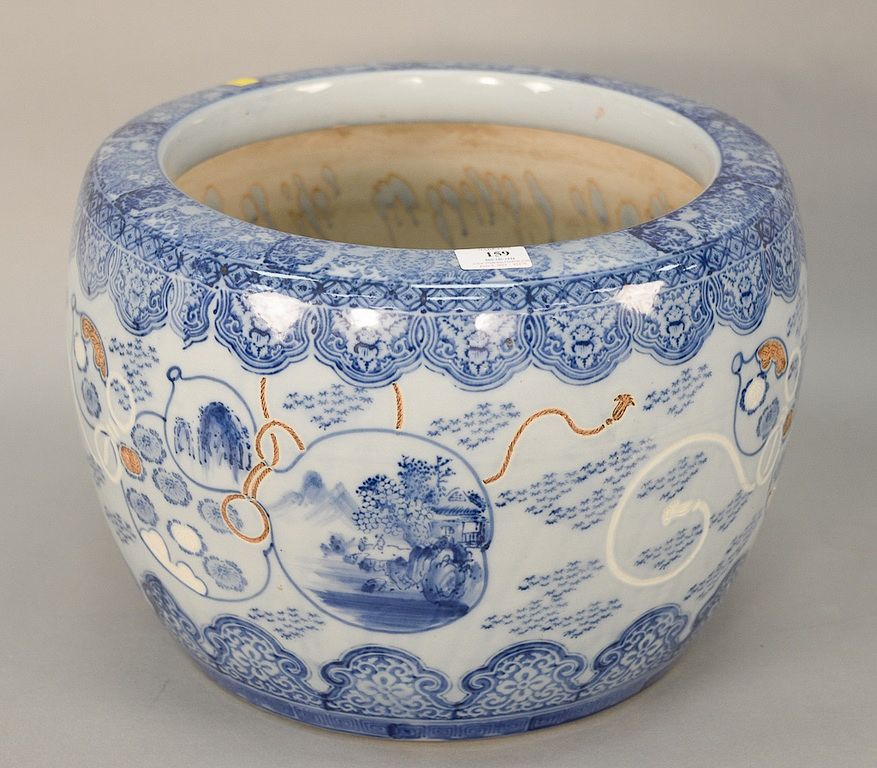 Appraisal: Large Chinese blue and white porcelain jardiniere ht in total