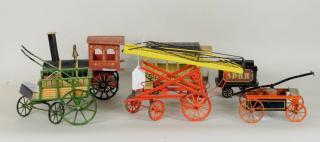 Appraisal: Folk Art Metal Train Set Three Metal Toy Carts Folk