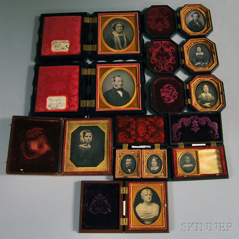 Appraisal: Ten Assorted Daguerreotype Portraits two sixth-plate portraits of a husband