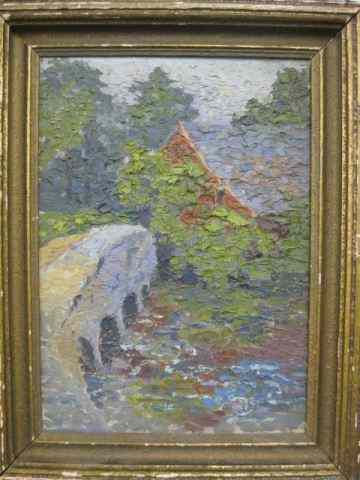 Appraisal: Landscape with Bridge Cottage Neo-post-super impressionistry School example '' presented