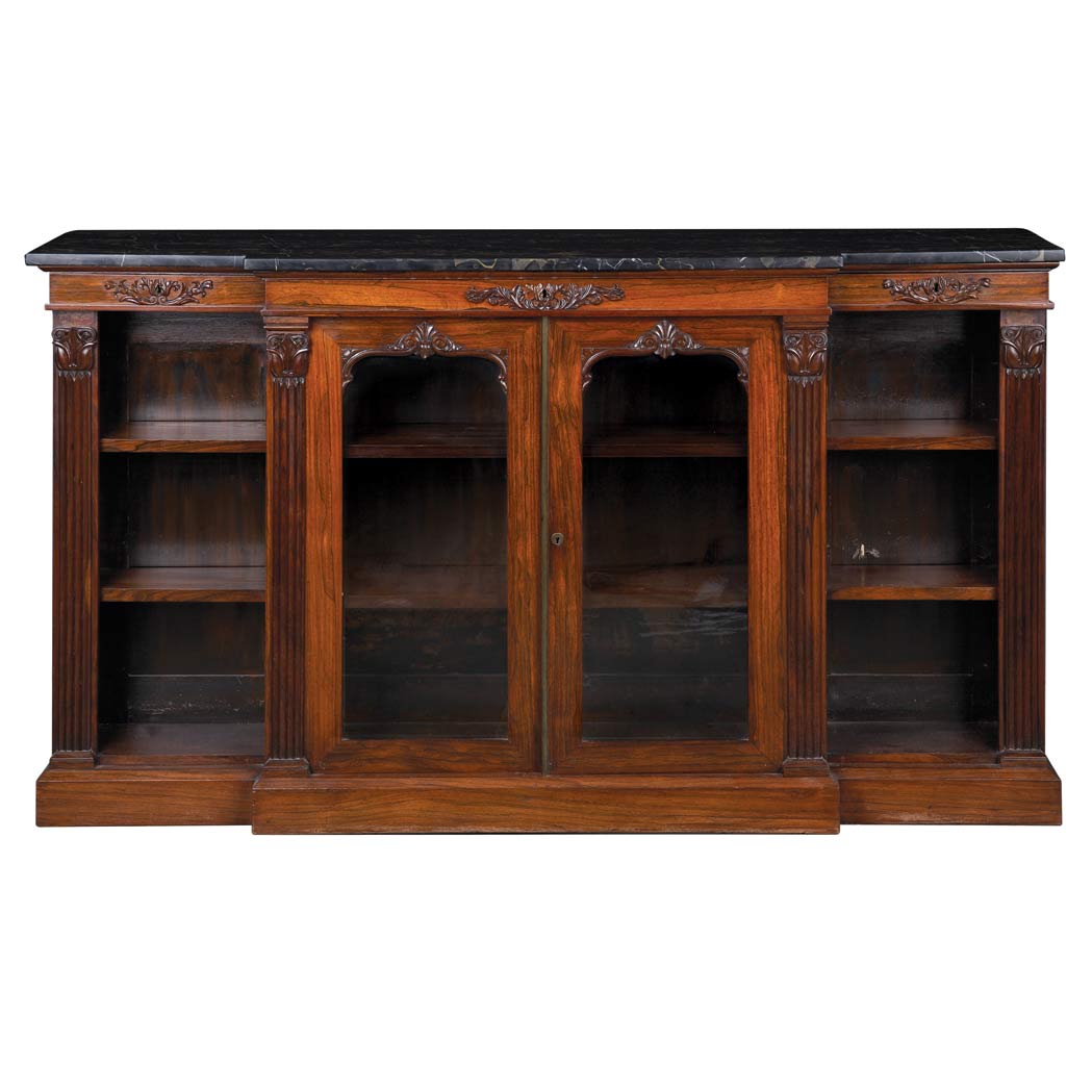 Appraisal: Victorian Rosewood Side Cabinet Mid th century The porto marble