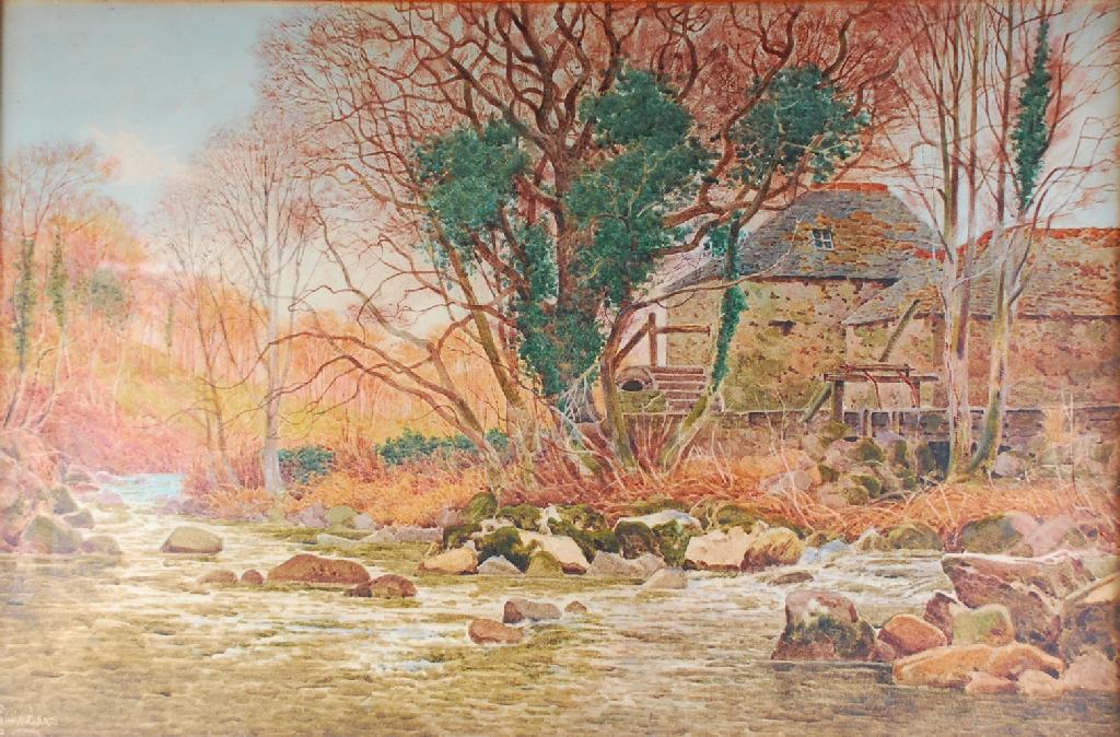 Appraisal: CHARLES L SANDERS WATERCOLOUR DRAWING Watermill and stream signed x