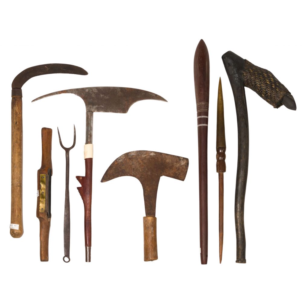 Appraisal: FILIPINO AND ETHNOGRAPHIC WEAPON AND TOOL ASSORTMENT items including Filipino