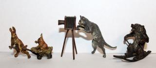 Appraisal: cold painted bronze whimsical animal figurines cold painted bronze whimsical