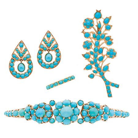 Appraisal: Group of Gold and Turquoise Jewelry Estimate -