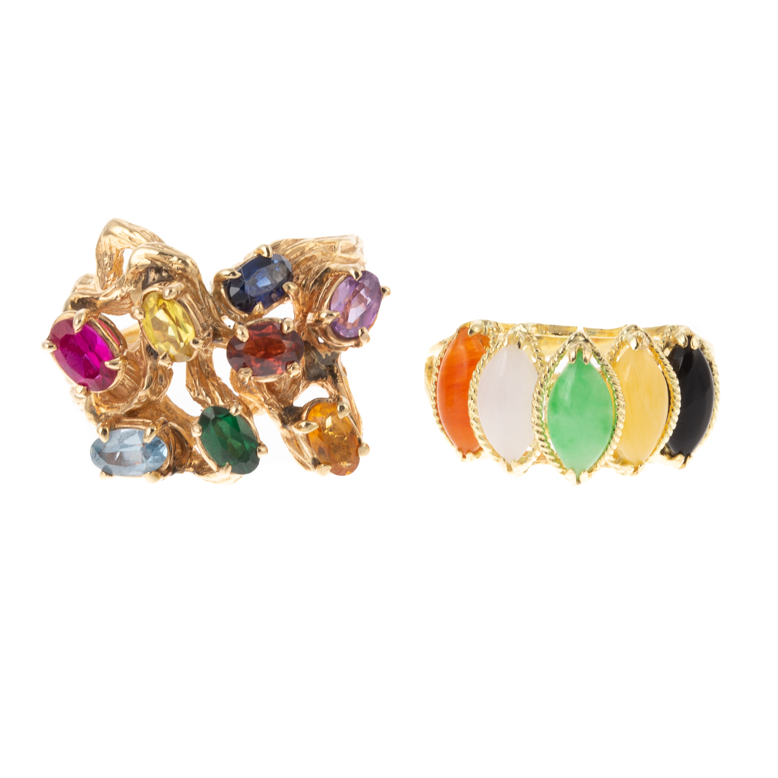 Appraisal: TWO GEMSTONE RINGS IN K YELLOW GOLD K yellow gold