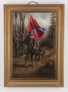 Appraisal: Y Steven signed O c Confederate soldiers h Oil on