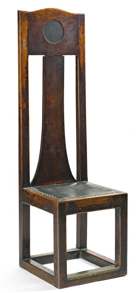 Appraisal: STAINED BEECH SIDE CHAIR GLASGOW SCHOOL CIRCA with shaped top