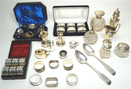 Appraisal: A large collection of small silver including various cut glass