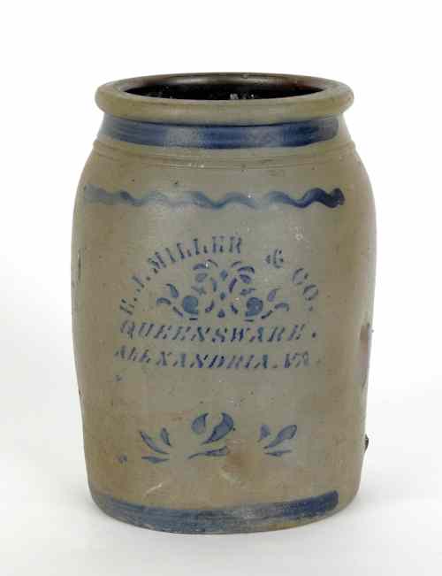 Appraisal: Virginia two gallon stoneware crock th c inscribed E J