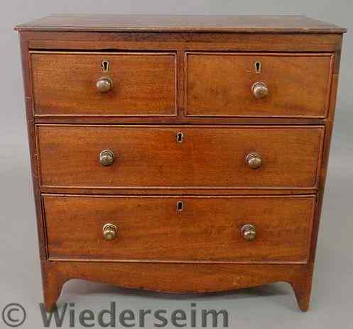 Appraisal: Miniature English Hepplewhite mahogany split-drawer chest c h x w