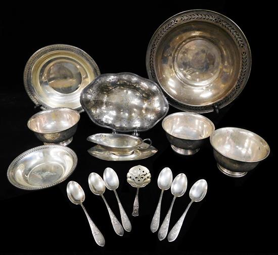 Appraisal: SILVER Sixteen pieces of sterling including three Revere style bowls