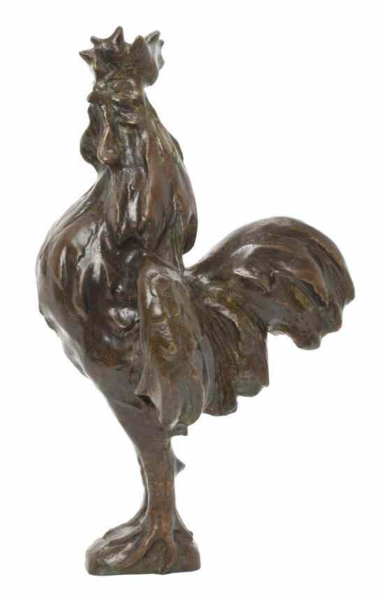 Appraisal: After Rembrandt Bugatti French th century Rooster bronze signed R