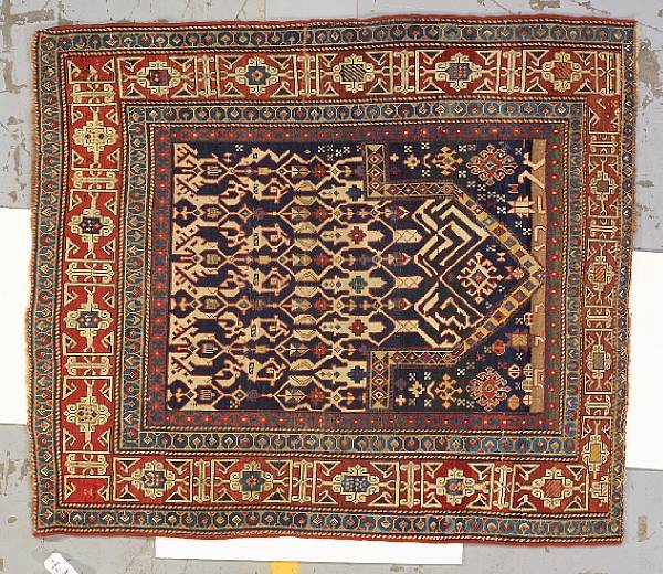 Appraisal: A Shirvan prayer rug Caucasus circa size approximately ft in