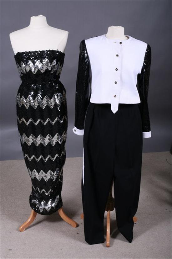 Appraisal: BILL BLASS BLACK AND WHITE EVENING PANTS SUIT AND A