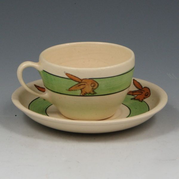 Appraisal: Roseville Juvenile rabbit demitasse cup and saucer Marked Excellent condition