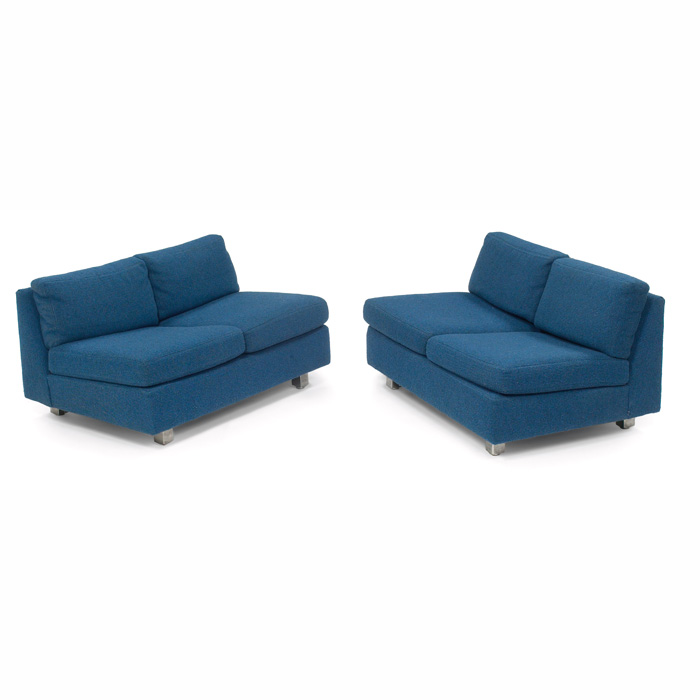 Appraisal: Milo Baughman love seats pair by Thayer Coggin armless forms