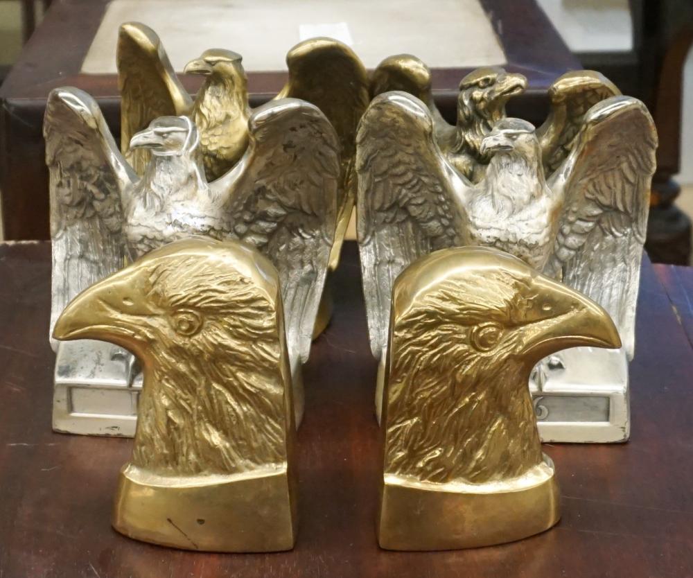 Appraisal: THREE PAIRS METAL EAGLE-FORM BOOKENDSThree Pairs Metal Eagle-Form Bookends