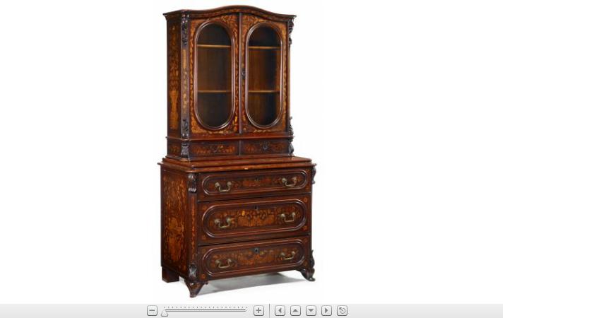 Appraisal: Dutch marquetry and carved walnut cabinet on chest th century