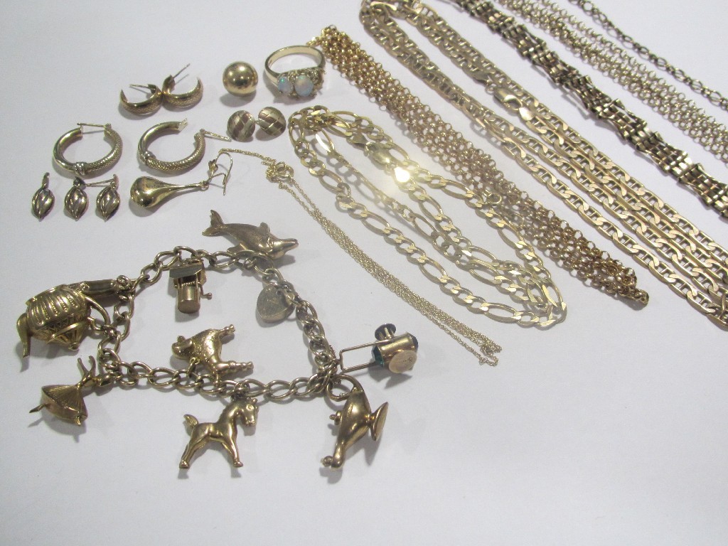 Appraisal: Lot of ct gold items to include charm bracelet neck