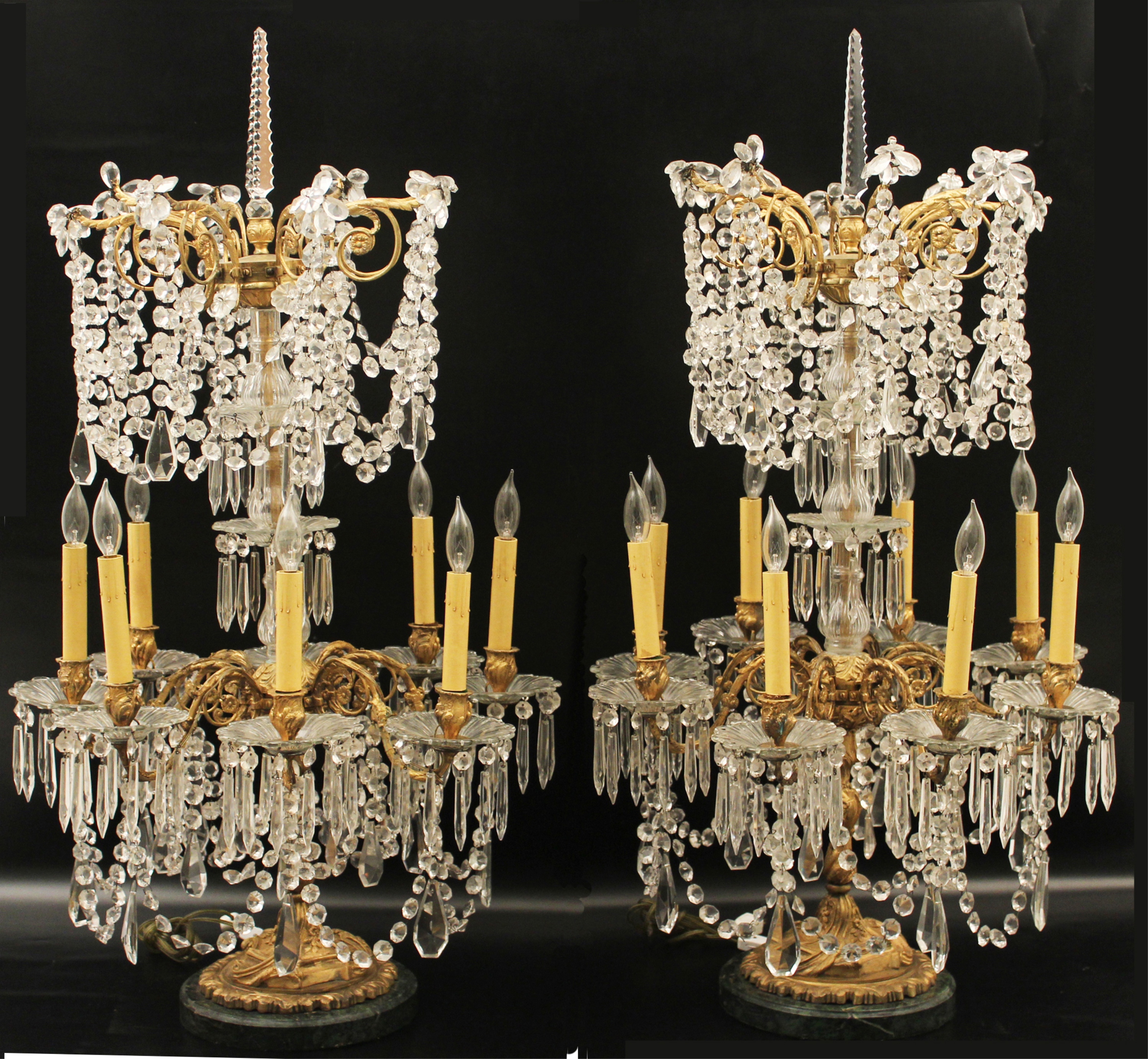 Appraisal: Pair of th C French gilt bronze and crystal light