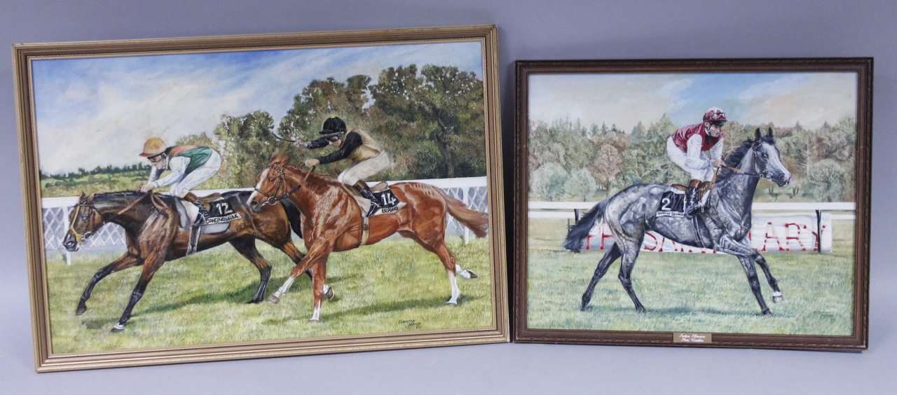 Appraisal: Eleanor Allsopp thC Dancing Brave and Bearing race horses oil