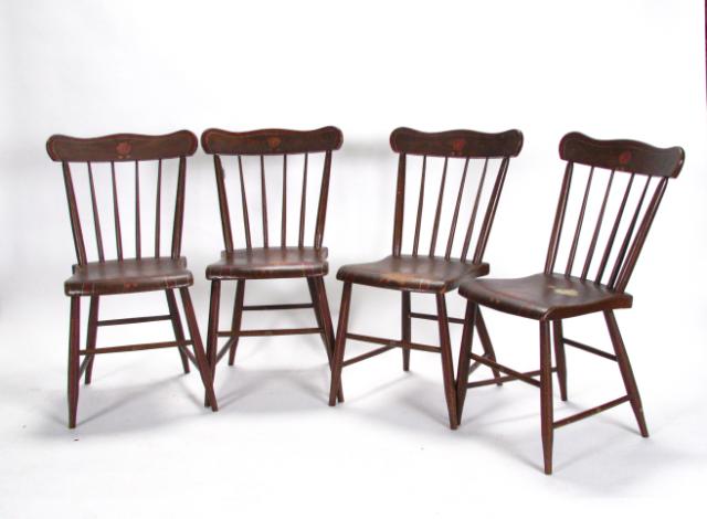 Appraisal: Set of four Shaker-style chairs th century with painted decoration