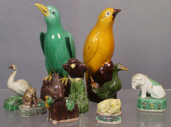 Appraisal: Chinese export porcelain lot of glazed birds and animals to