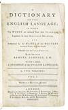 Appraisal: JOHNSON SAMUEL A Dictionary of the English Language volumes vo