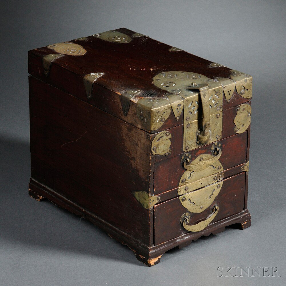 Appraisal: Lacquered Jewelry Box Korea th th century rectangular with two