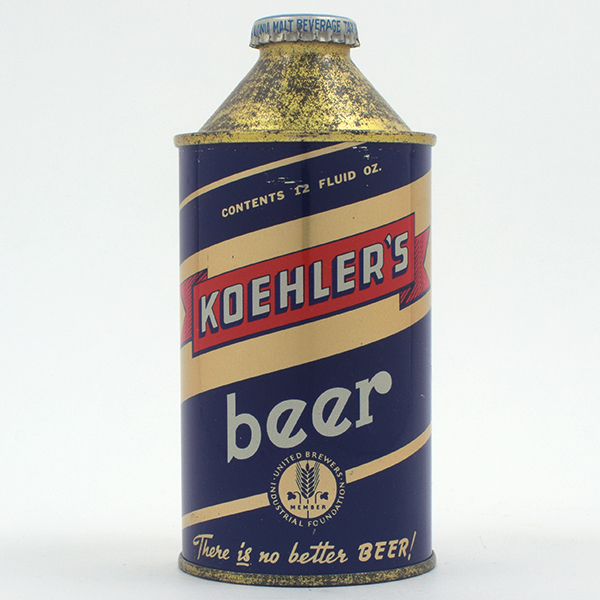 Appraisal: Koehlers Beer High Profile Cone Top FANTASTIC - Reference USBC