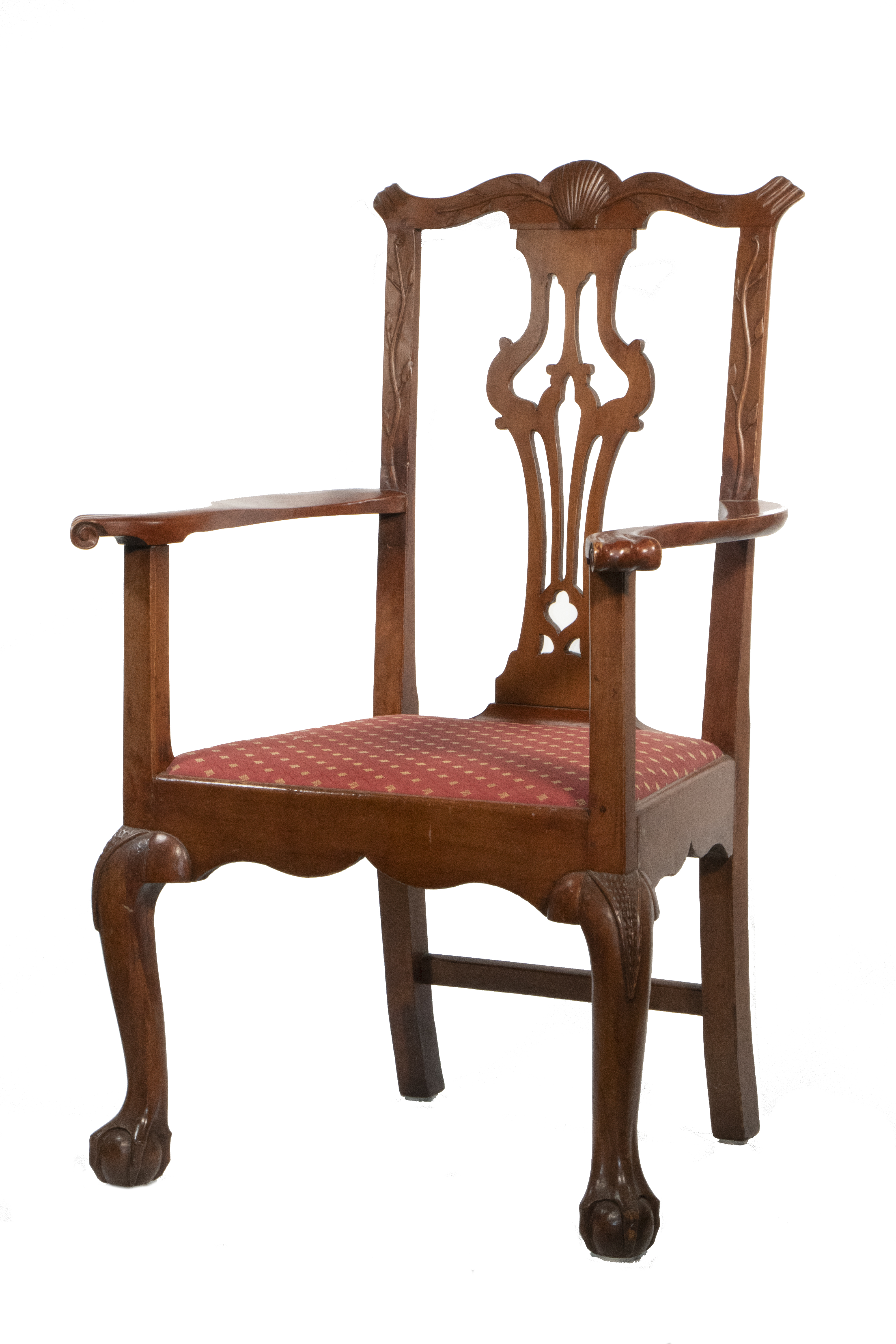 Appraisal: CHIPPENDALE MAHOGANY ARMCHAIR th c American Armchair with yoke form