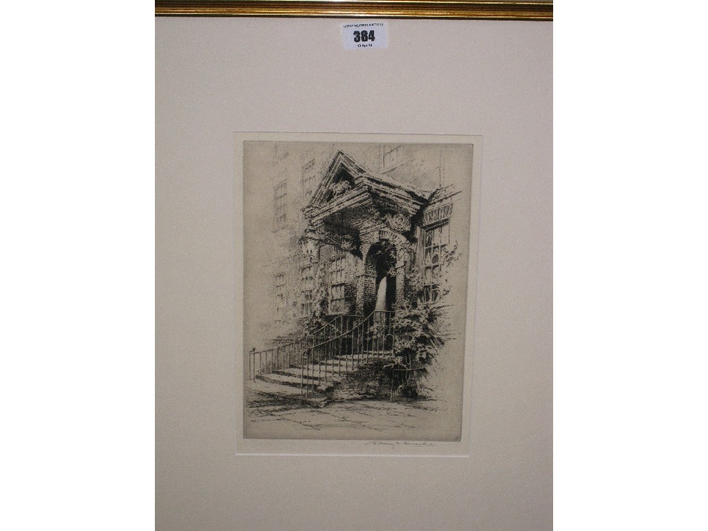 Appraisal: ALBANY E HOWARTH etching 'Lambs Court' signed in pencil