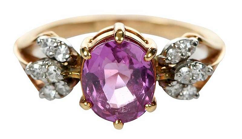 Appraisal: Jabel kt Sapphire Diamond Ring center oval faceted pink sapphire